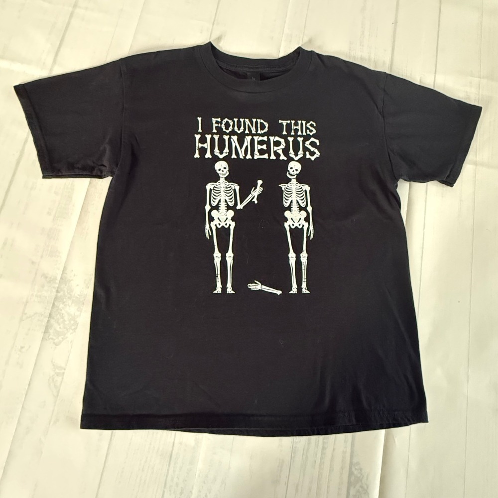 Gildan Youth Large I Found This Humerus Skeleton Graphic T-Shirt Black Kids L